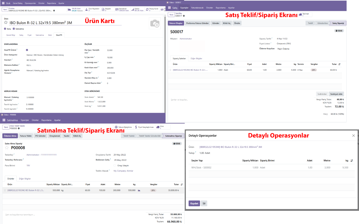 SteelTR Odoo Community sektörel modül çalışması